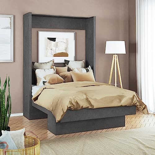 White Full Murphy Wall Bed with Shelf W5318