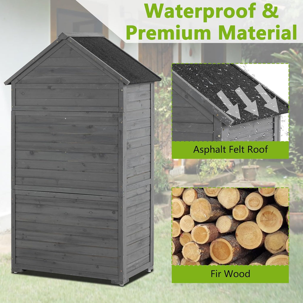 Outdoor Wooden Storage Shed with Lockable Door S37995