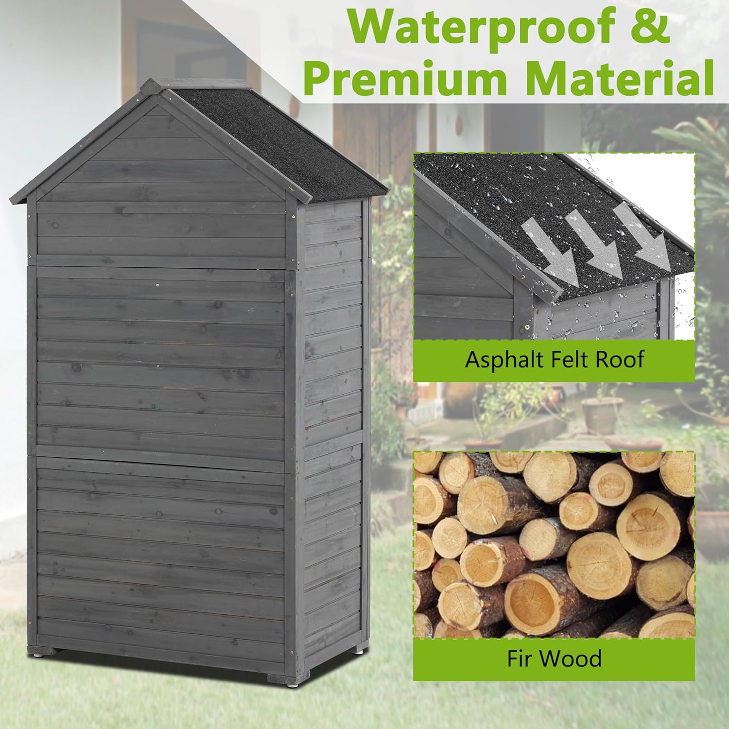 Outdoor Wooden Storage Shed with Lockable Door S37995