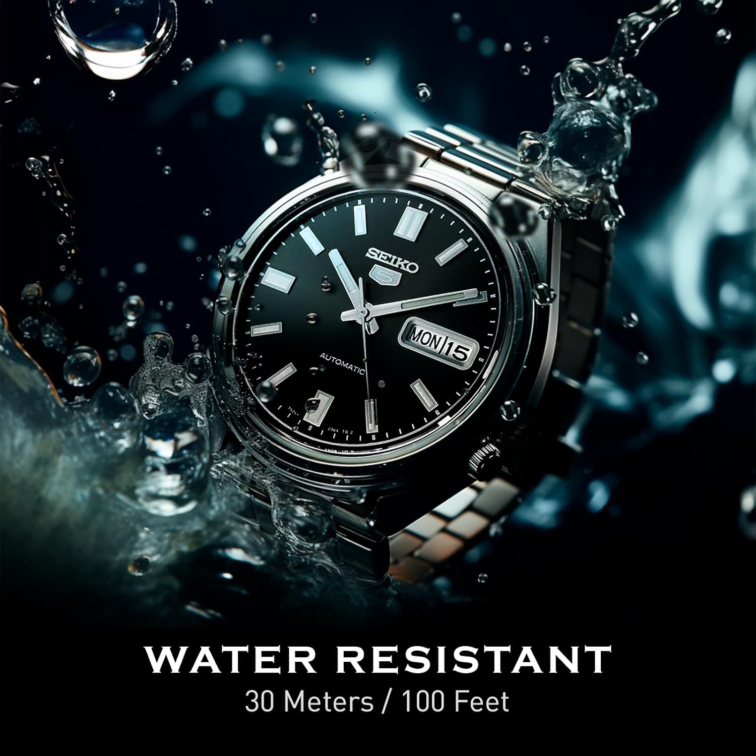 Automatic Watch with Black Dial, Stainless Steel Case & Bracelet P1334