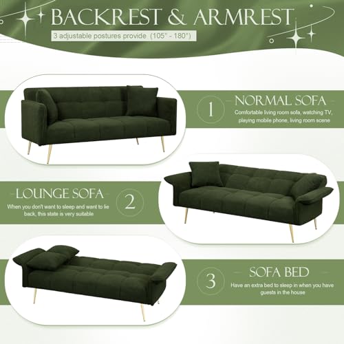 Beige Teddy Futon Sofa Bed with Memory Foam A270297