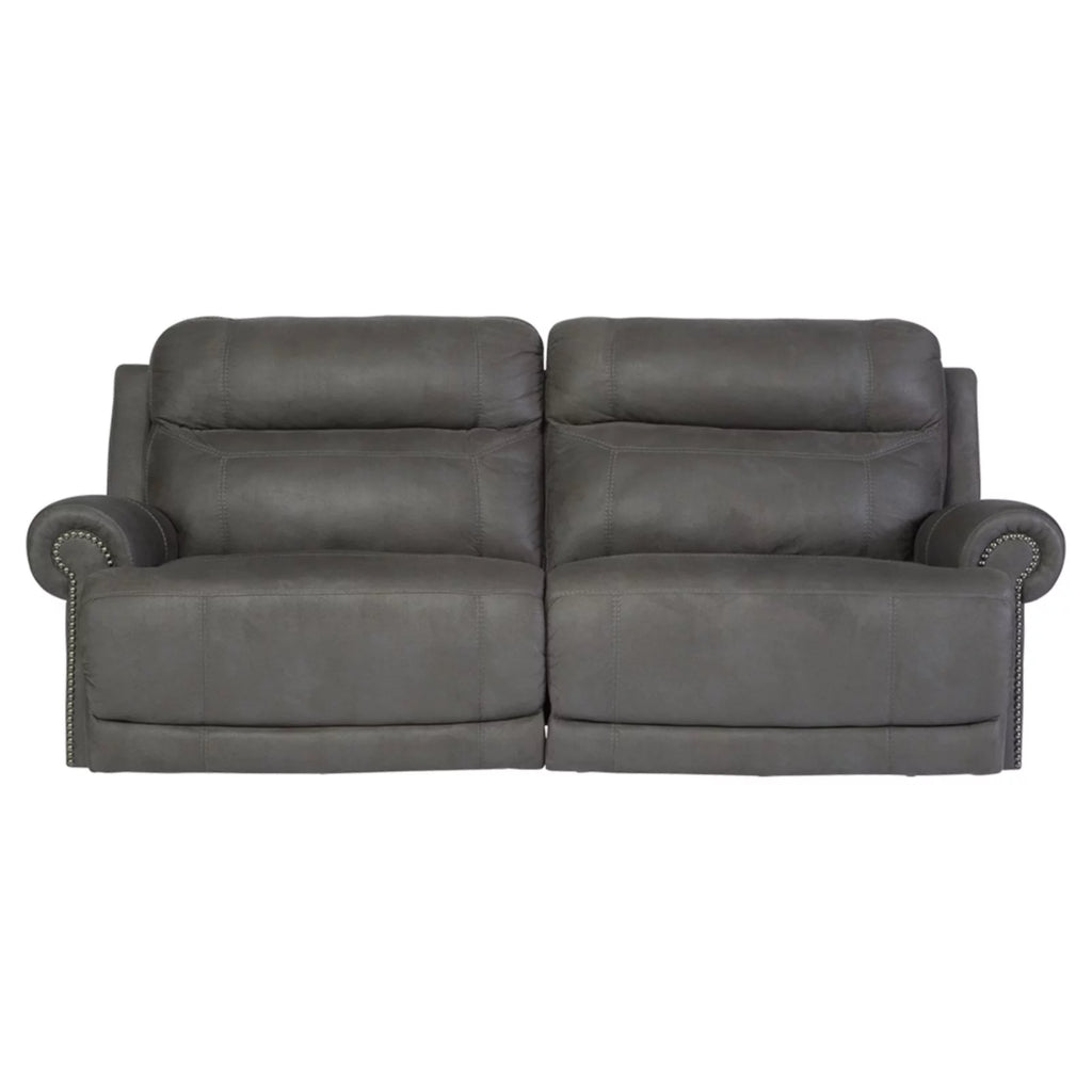 Gray Faux Leather Reclining Sofa T8594