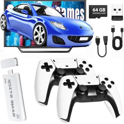 Classic Retro Game Console with 20000+ Video Games and Dual Game Controllers (White-Grey) H6677