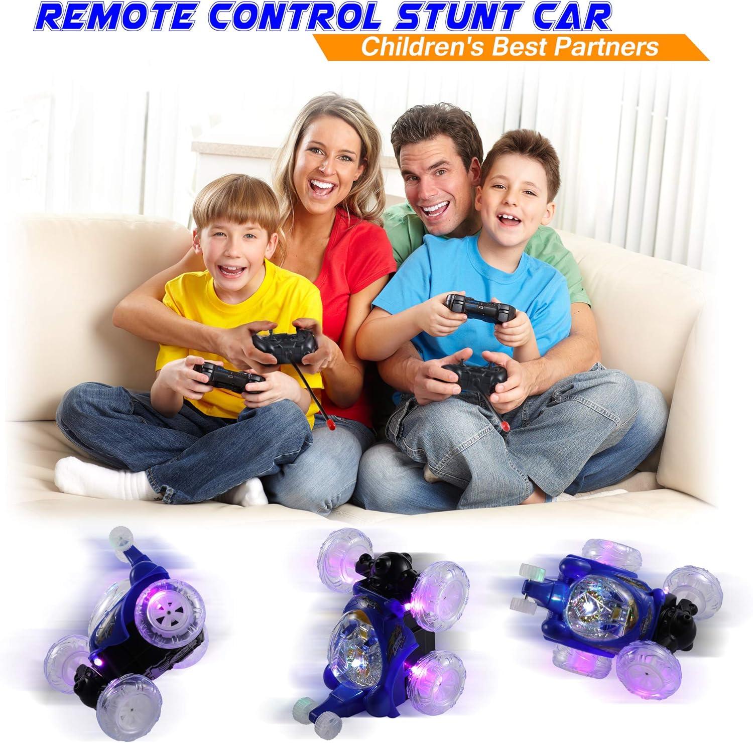 2.4GHz 2 in 1 RC Stunt Car with LED Headlights V98518