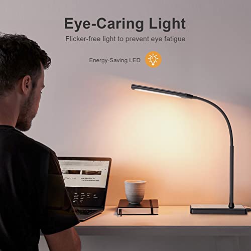 Clip on Table Lamp 3 Color Modes 10 Brightness Dimmable Reading Lamp 360° Rotatable Metal Gooseneck Desk Lamp U26853