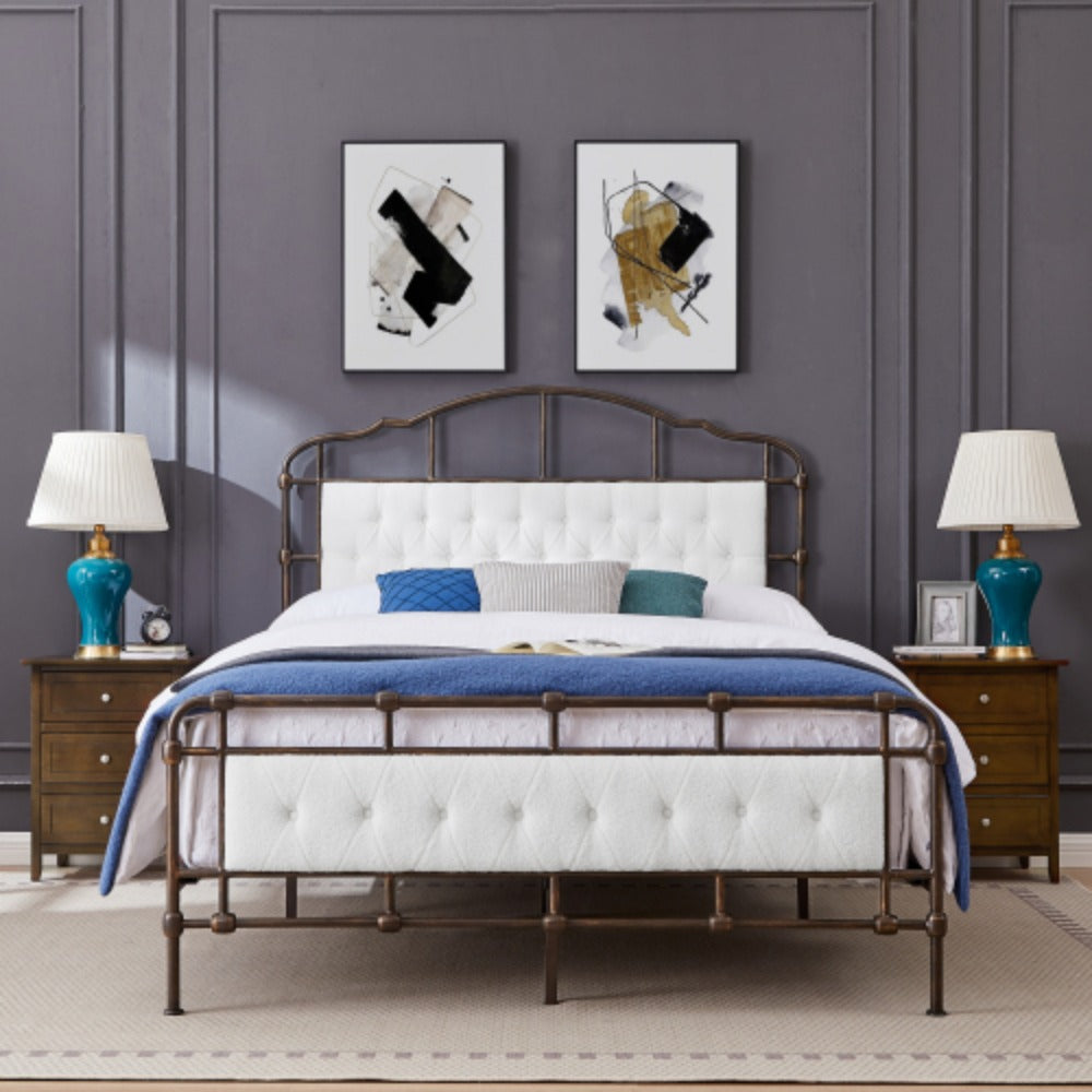 Queen Size Metal Bed Frame with Foam Head and Tail L170