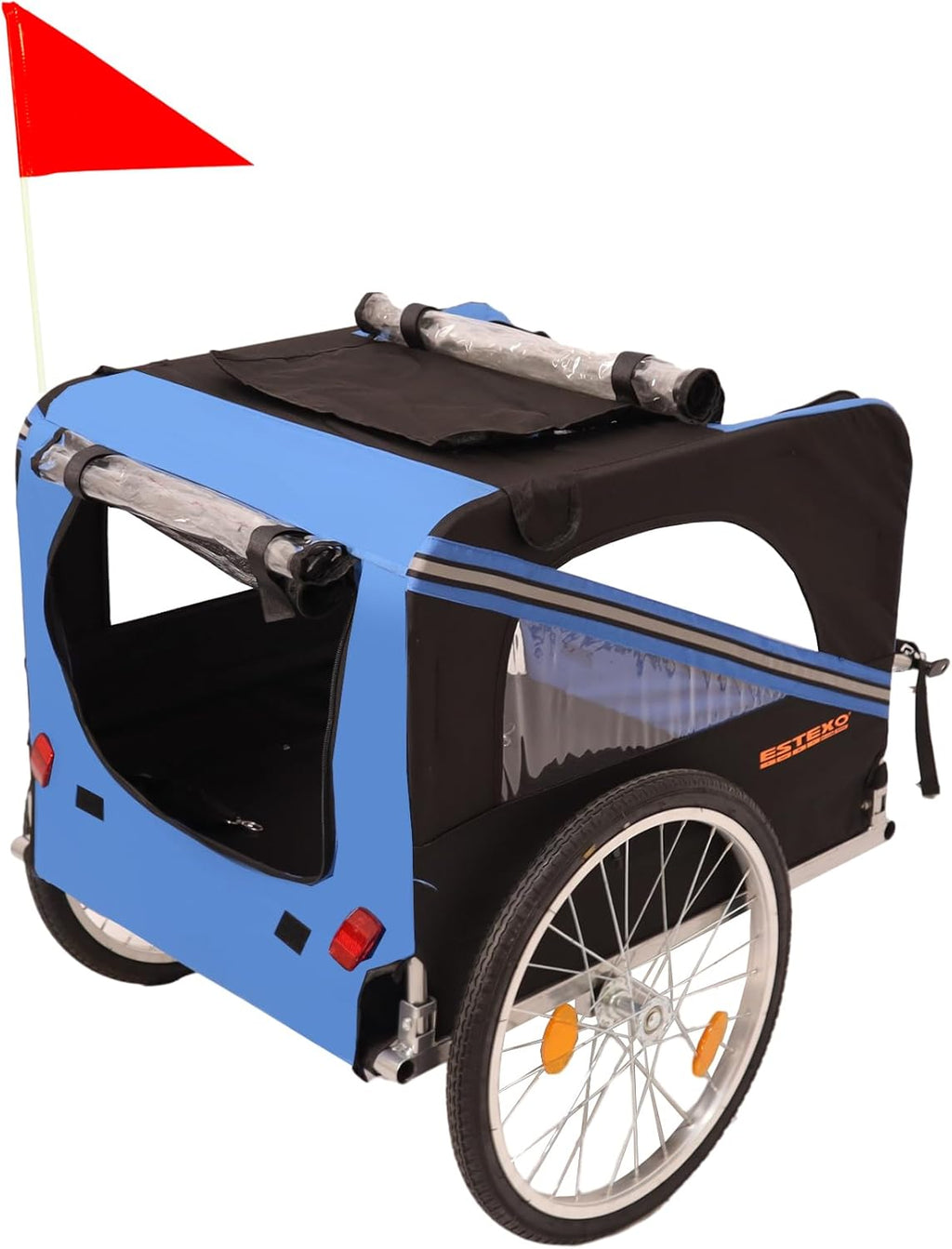 Blue Heavy Duty Foldable Dog Bike Trailer Pet Carrier B30519