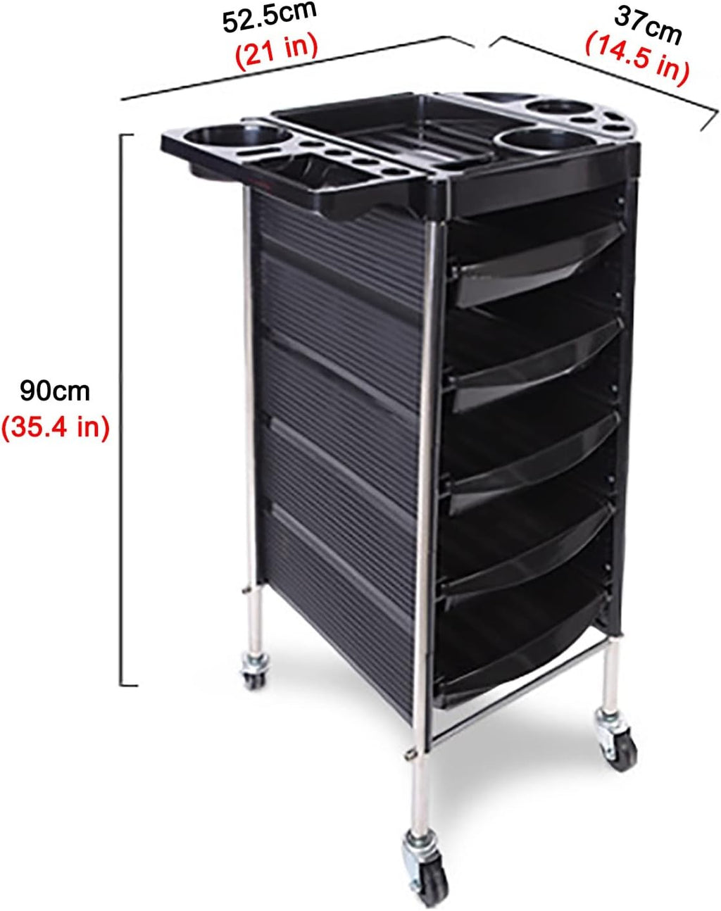 Black 5 Drawer Rolling Trolley Cart R825