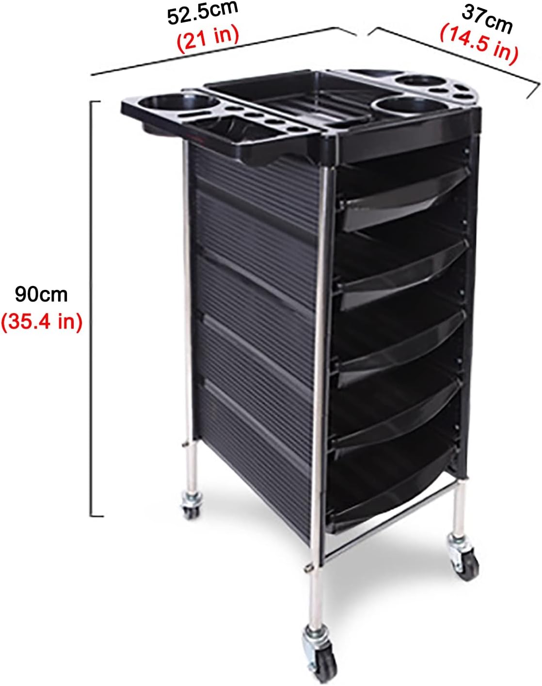 Black 5 Drawer Rolling Trolley Cart R825