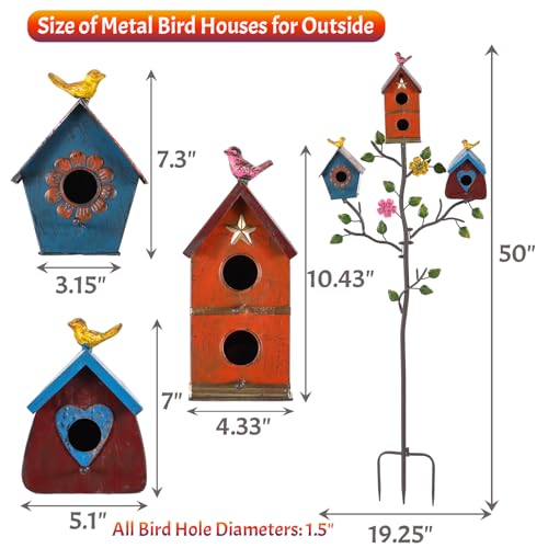 Metal Bird Houses for Outside with Pole X77533