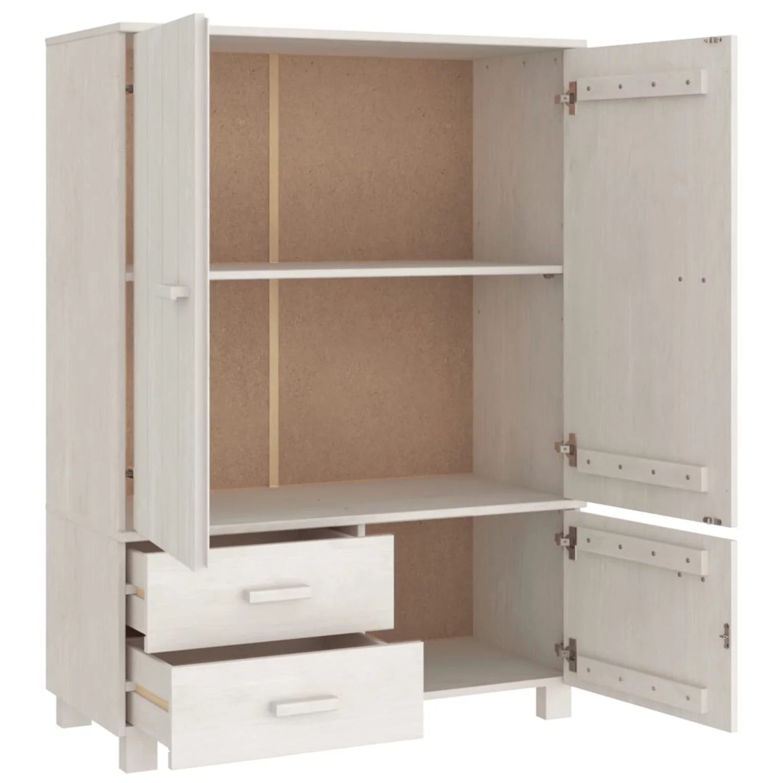 White Solid Wood Pine Wardrobe Q1936