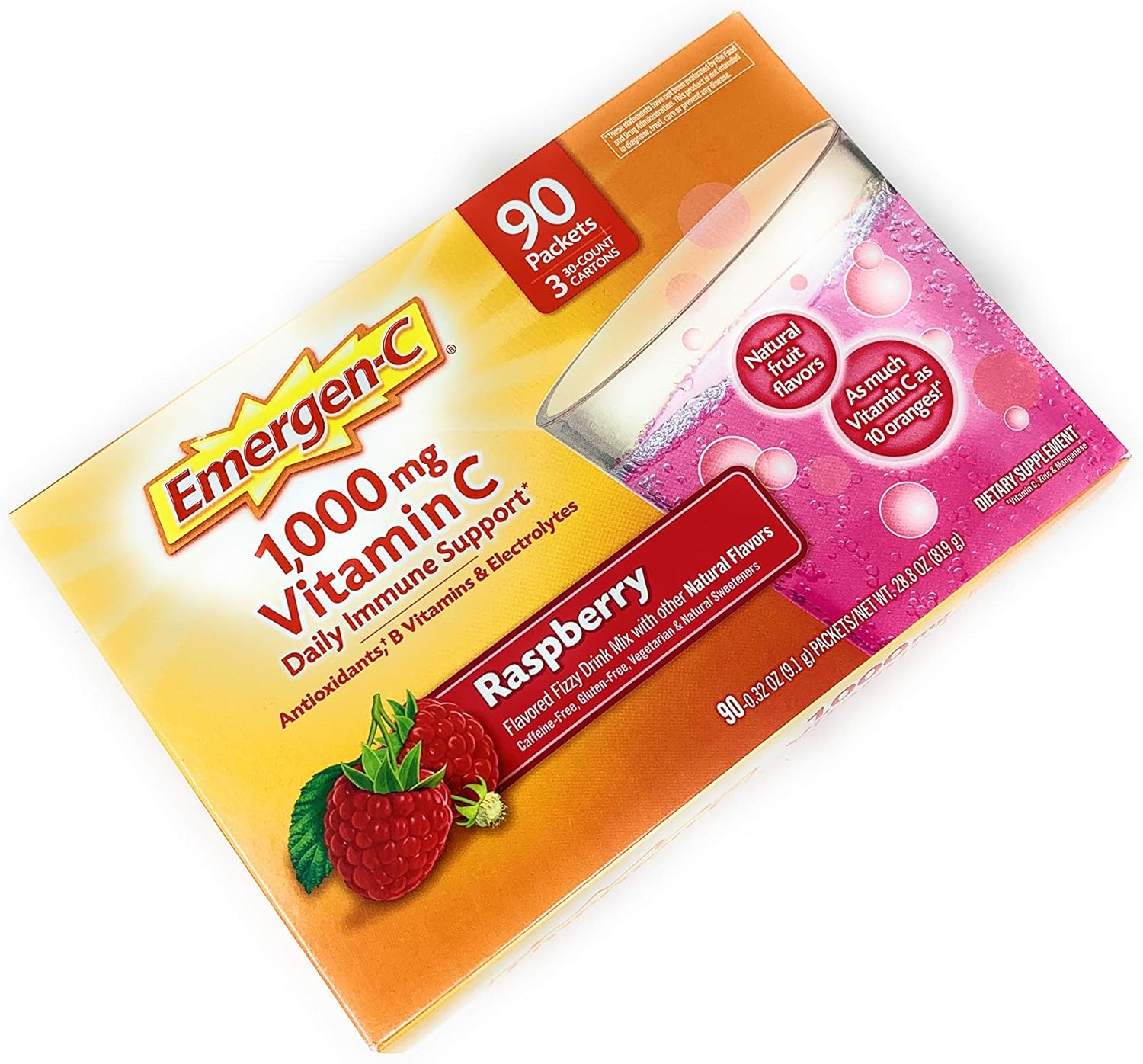 90 Count Raspberry Flavor Dietary Supplement with 1000mg Vitamin C H274