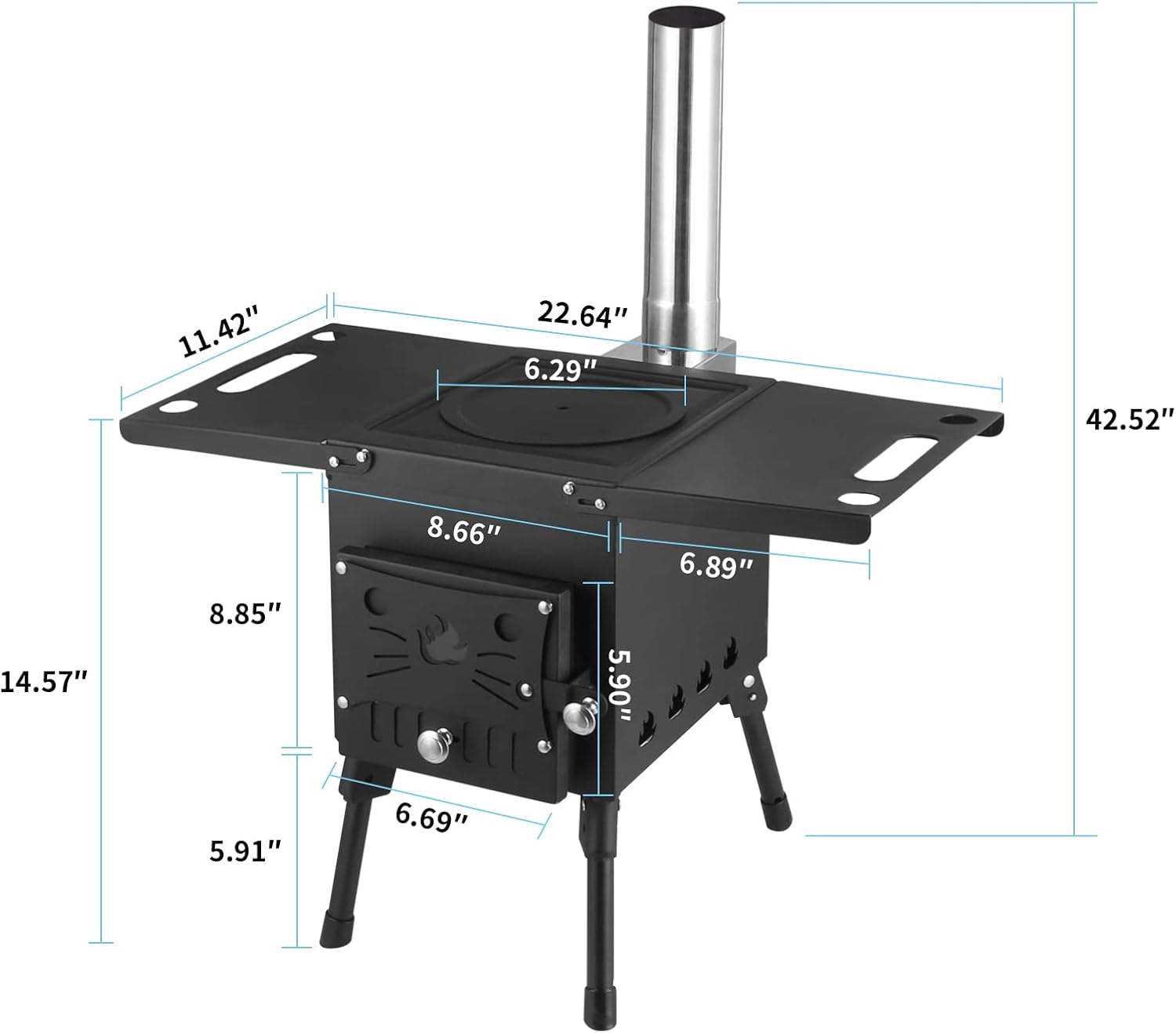 Portable Wood Burning Stove with Chimney Pipe T71593