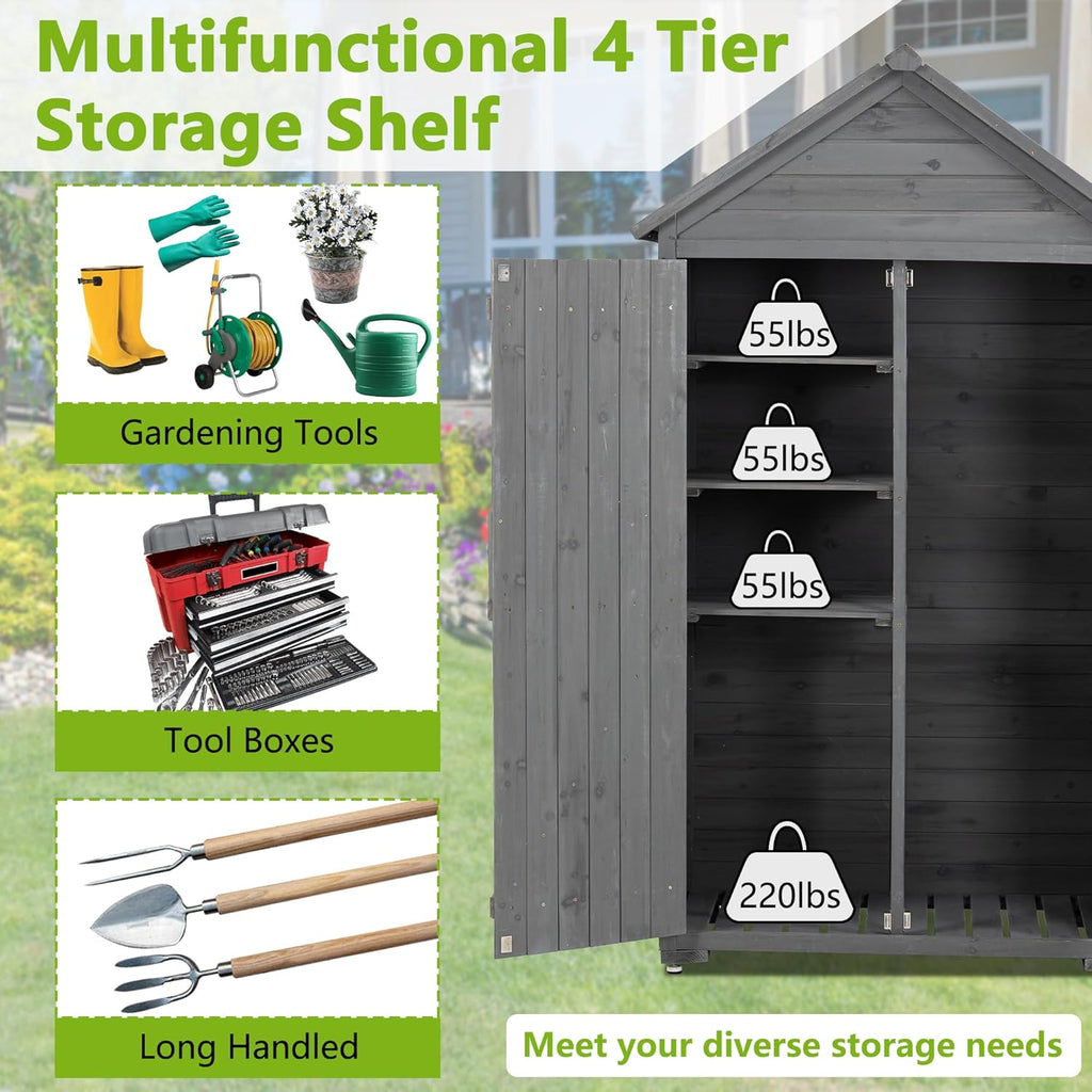 Outdoor Wooden Storage Shed with Lockable Door S37995