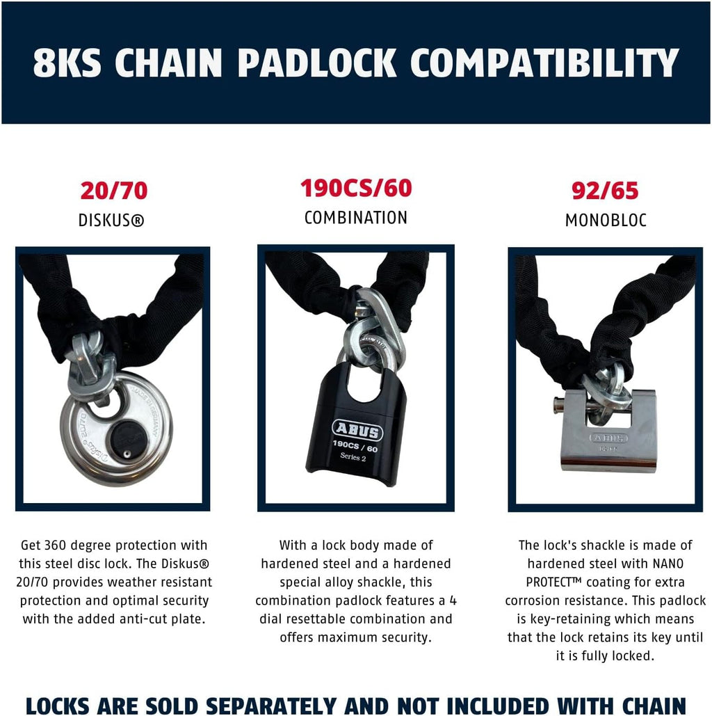 Hardened Steel 10 Foot x 3/8" Thick Square Security Chain U7012