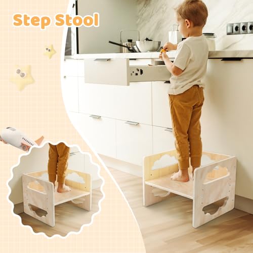 Wooden Toddler Table and Chair Set with Blackboard, 3 Heights Adjustable F246868