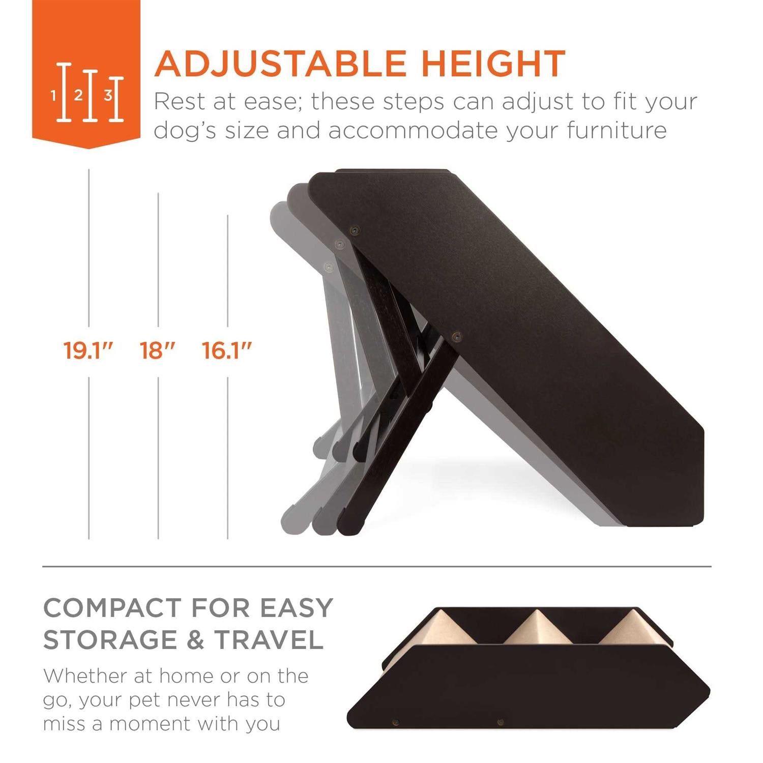 Foldable Adjustable Wooden Pet Stairs L319243
