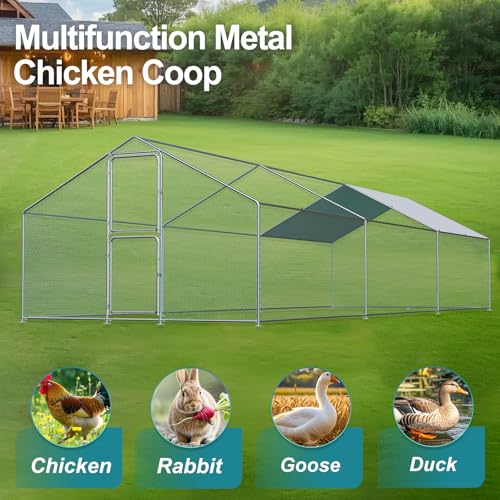 Large Chicken Coop for 30 Chickens with Waterproof UV Resistance Cover and Double Lockable Doors Q3214