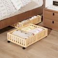 Bamboo Under Bed Storage with Wheels (2-Pack) Rolling Shoe Organizer Box D984562