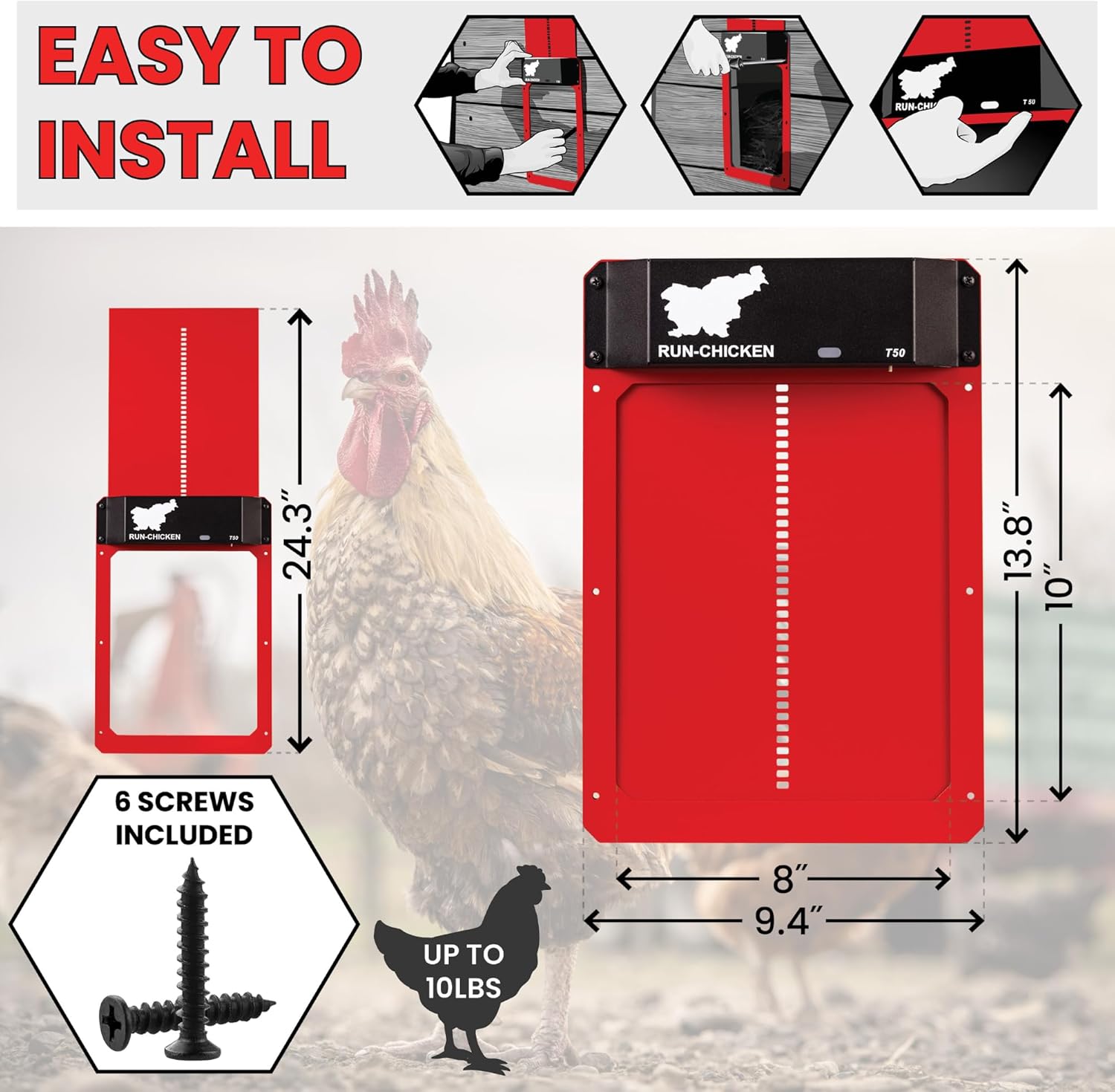 Red Chicken Door W8273