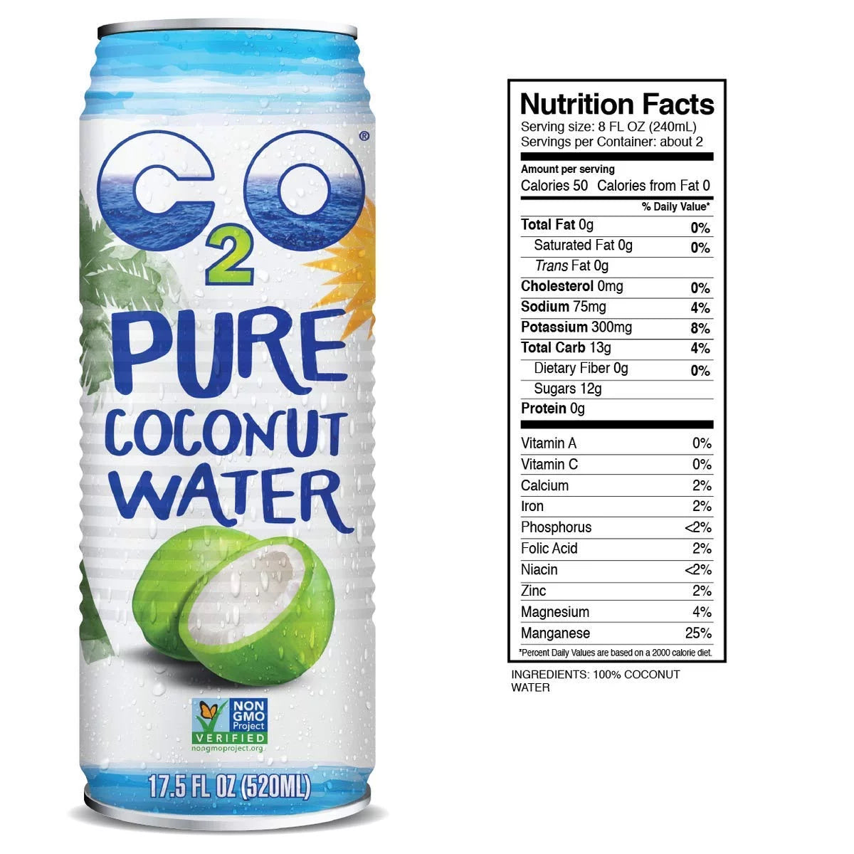 17.5 FL OZ Pack of 12 Pure Coconut Water C709