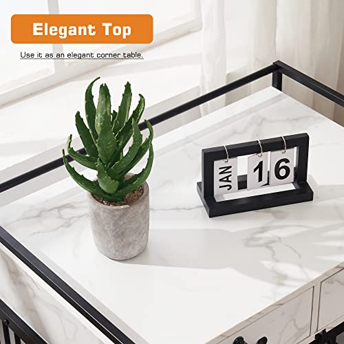 White Wooden Dog Crate End Table with Storage Drawers X227