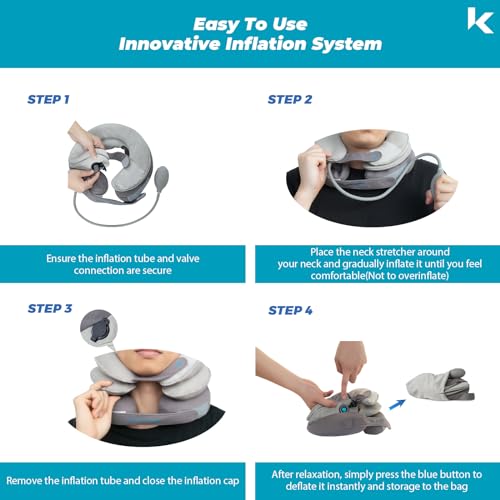 Cervical Neck Traction Device, Inflatable Neck Stretcher, Adjustable Neck Brace with Removable Air Pump F670
