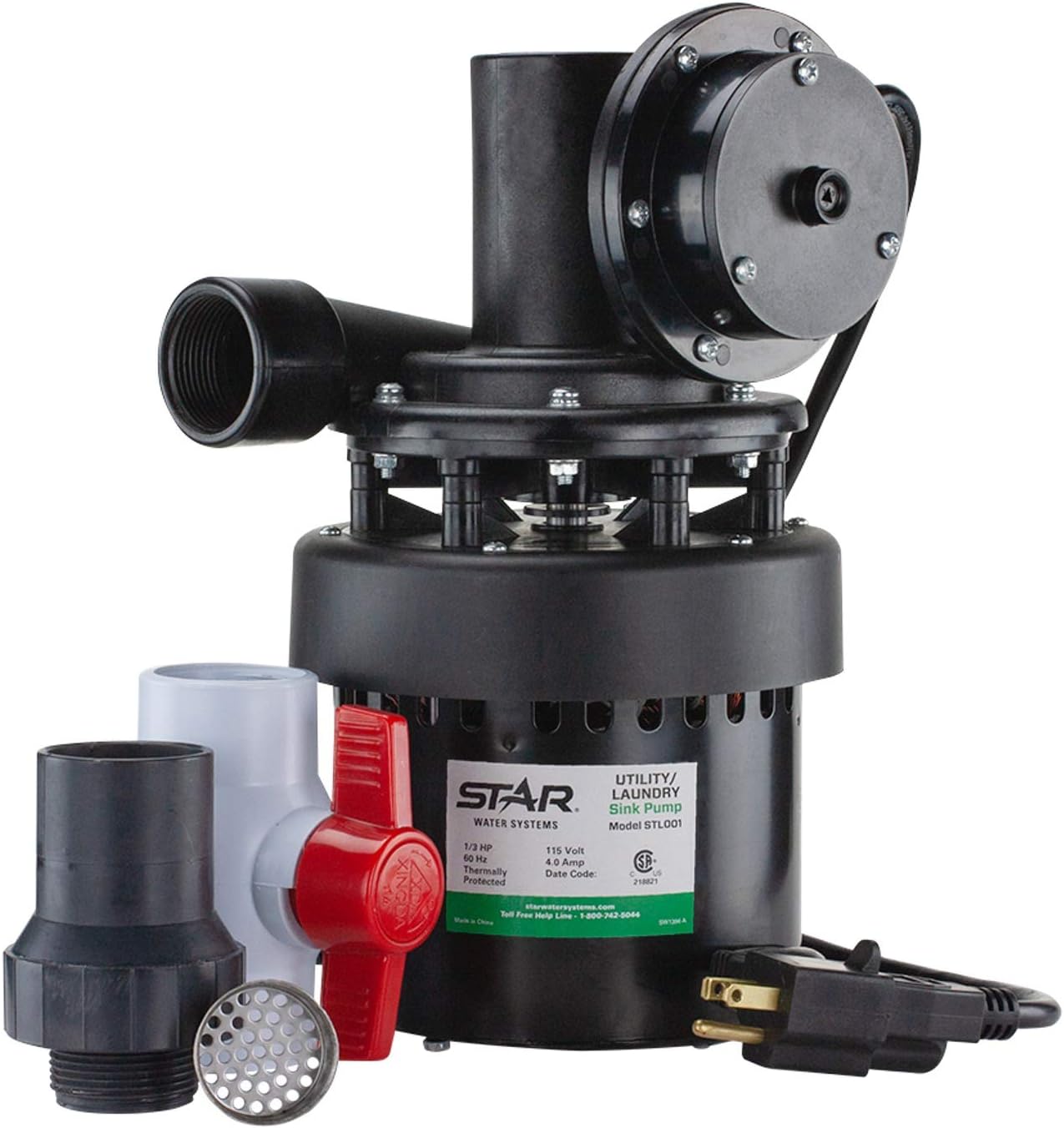 Automatic Utility Sink Pump, 1/3 HP, Heavy-Duty Thermoplastic, 115V E956104