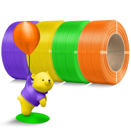 250g PLA Filament 1.75mm Bundle, 8 Rolls, White+Red+Orange+Yellow+Green+Blue+Cyan+Purple M78682