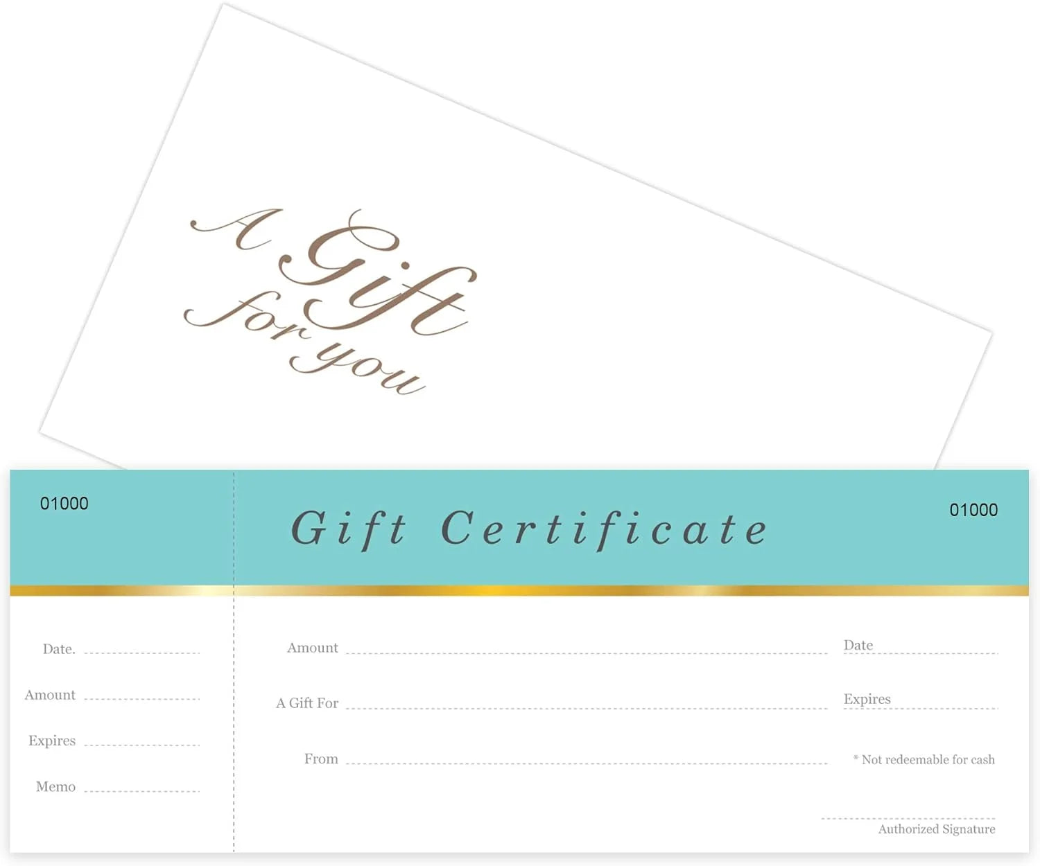 25 Set Aqua Blue Blank Gift Certificates with Matching Envelopes L283
