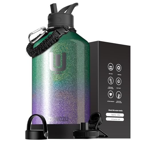 Black 128oz Stainless Steel Insulated Water Bottle with Straw O896
