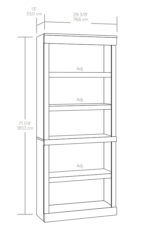 Rustic Gray 5 Shelf Bookcase S3753