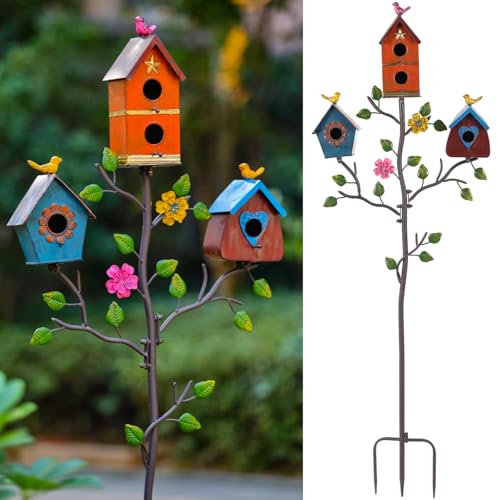Metal Bird Houses for Outside with Pole X77533