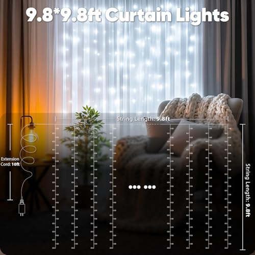 300 Led 9.8x9.8ft Warm White Curtain Lights R886706