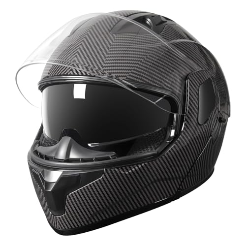 Modular Flip-Up Dual Visor Motorcycle Full Face Helmet (Bright Black, Small) S26473