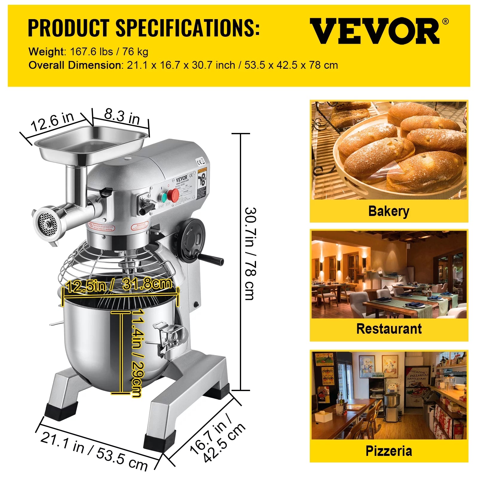 20Qt Stainless Steel Bowl Stand Mixer with Meat Grinder A981