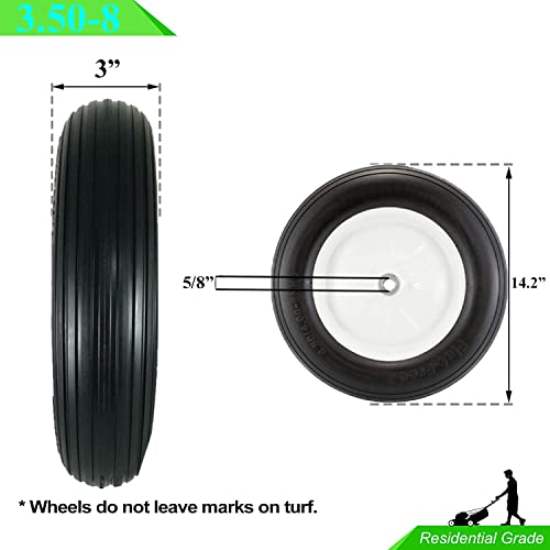 14.5" Flat Free Tire for Wheelbarrow, 5/8" Bearing with Extra 3/4" Bearing Z4633