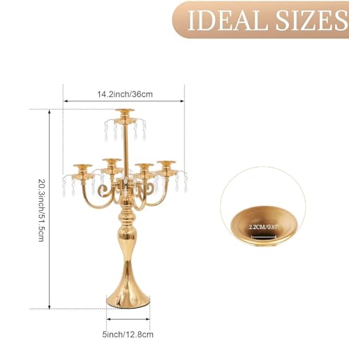 20" Tall 5 Arm Crystal Candelabra Candle Holder (Black) A9508