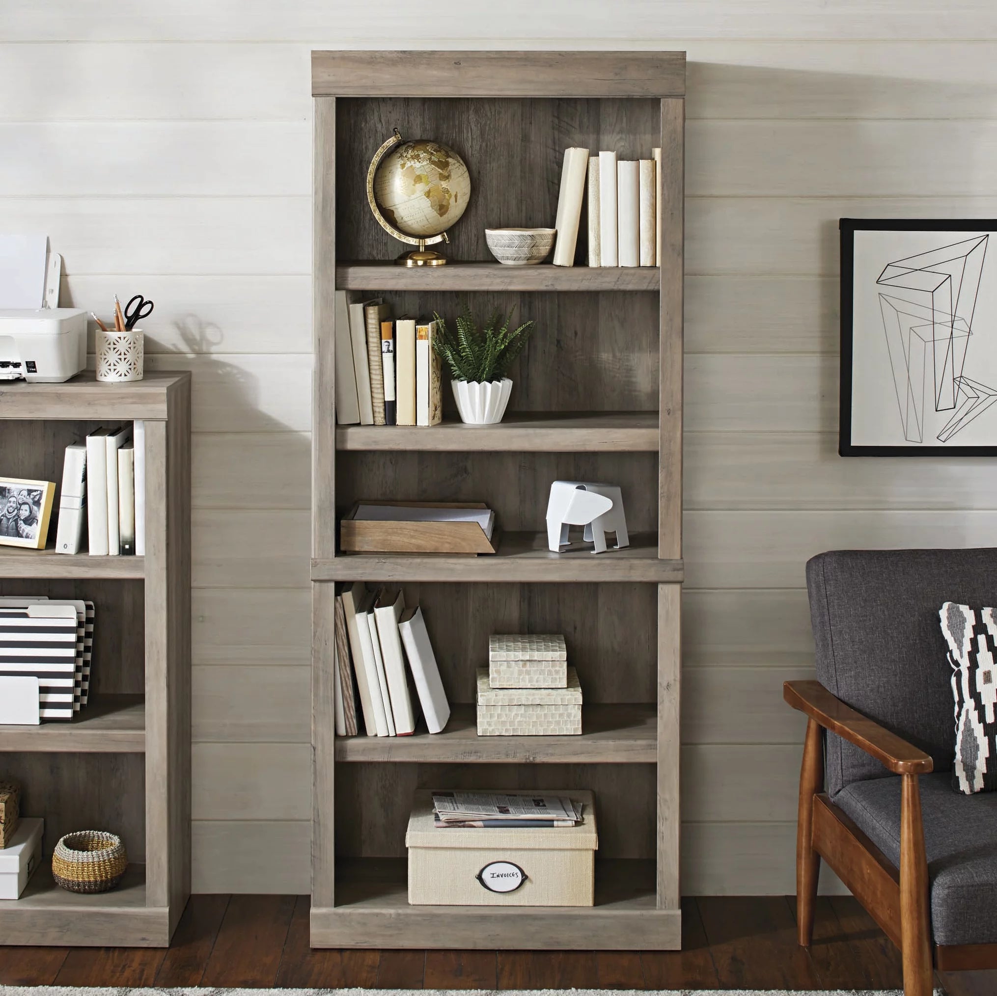 Rustic Gray 5 Shelf Bookcase S3753