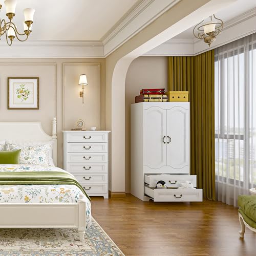 White 2 Door 2 Drawer Wooden Wardrobe V168469