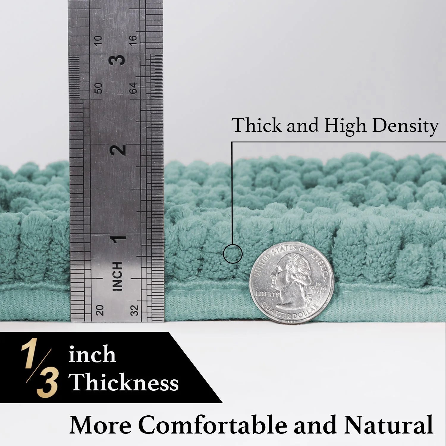 Chenille Bath Mat Set 2 Pieces Duckegg Blue 20" x 32" 17" x 24" A667