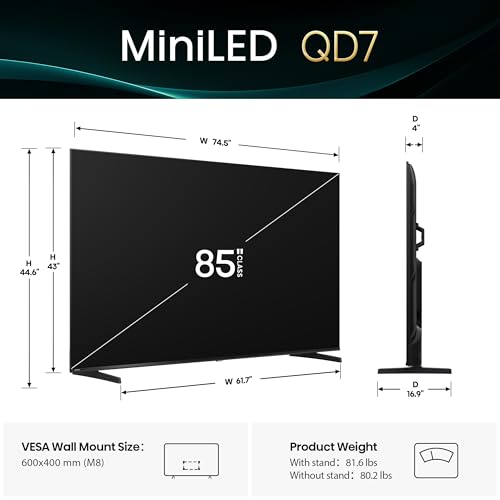 75" QLED Mini-LED 4K UHD Smart Fire TV, Native 144hz, HDR10+, Dolby Vision, Dolby Atmos, Black U628