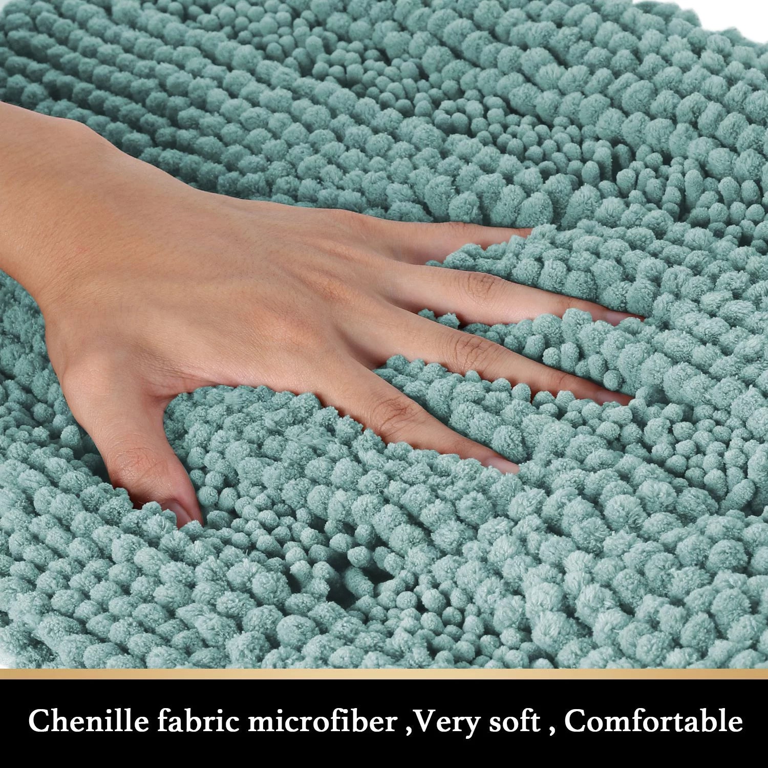 Chenille Bath Mat Set 2 Pieces Duckegg Blue 20" x 32" 17" x 24" A667