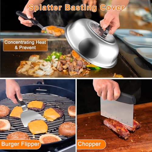24Pcs Grilling Accessories Set with Scraper, Enlarged Spatulas, Basting Cover R947522