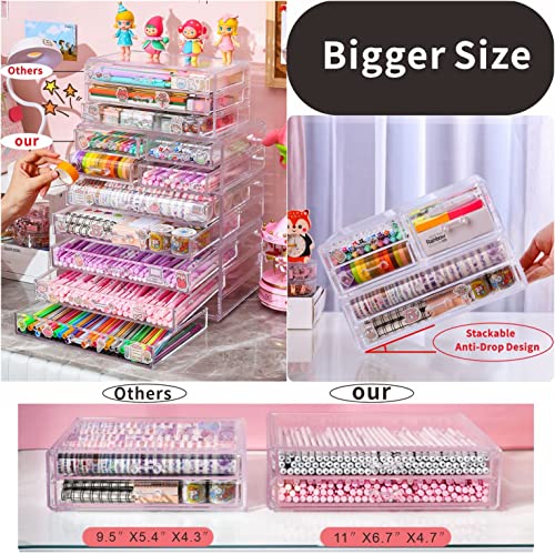 Clear Acrylic 6 Drawers Makeup Organizer Set of 2 E3212