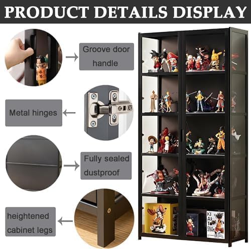5-Tier Curio Display Cabinet with Acrylic Glass Door S794956