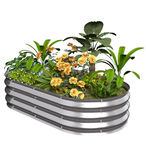 Galvanized Raised Garden Bed Kit, 4x2x1ft Oval Metal Planter L6456