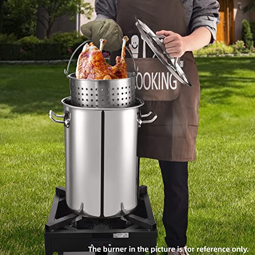 32QT Stainless Steel Stock Pot 6-Piece with Basket and Steamer Rack M969