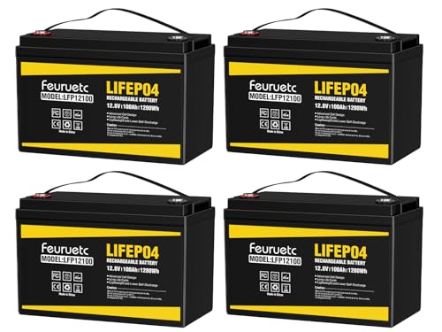 12V 100Ah LiFePO4 Lithium Battery with 100A BMS, 1280Wh Energy Storage, Iron Phosphate 15000 Deep Cycles Marine Battery H340