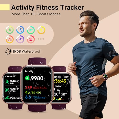 1.8'' Fitness Tracker Smart Watch Black F8105